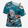 Port Adelaide Power Cross Shoulder Shirt Aboriginal Dot Pattern - Football Mascot Heritage Pride