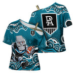 Port Adelaide Power Cross Shoulder Shirt Aboriginal Dot Pattern - Football Mascot Heritage Pride