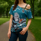 Port Adelaide Power Cross Shoulder Shirt Aboriginal Dot Pattern - Football Mascot Heritage Pride