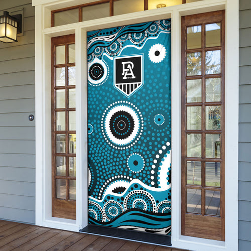 Port Adelaide Power Door Cover Aboriginal Dot Pattern - Football Mascot Heritage Pride