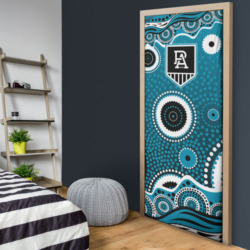 Port Adelaide Power Door Cover Aboriginal Dot Pattern - Football Mascot Heritage Pride
