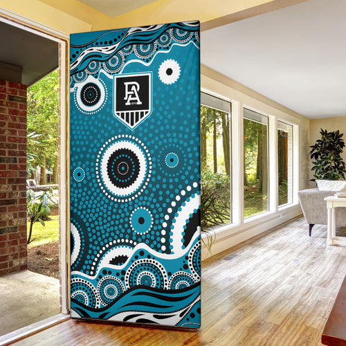 Port Adelaide Power Door Cover Aboriginal Dot Pattern - Football Mascot Heritage Pride