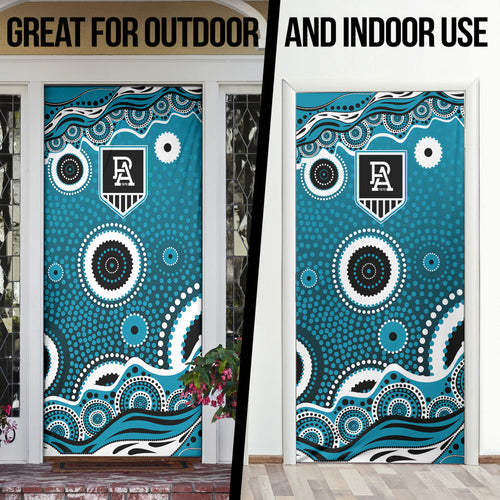 Port Adelaide Power Door Cover Aboriginal Dot Pattern - Football Mascot Heritage Pride