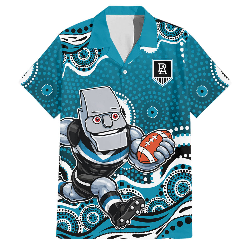 Port Adelaide Power Family Matching Mermaid Dress and Hawaiian Shirt Aboriginal Dot Pattern - Football Mascot Heritage Pride