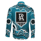 Port Adelaide Power Family Matching Mermaid Dress and Hawaiian Shirt Aboriginal Dot Pattern - Football Mascot Heritage Pride
