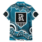 Port Adelaide Power Family Matching Off Shoulder Maxi Dress and Hawaiian Shirt Aboriginal Dot Pattern - Football Mascot Heritage Pride