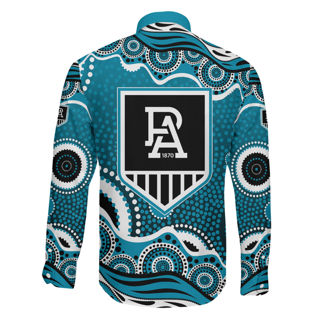 Port Adelaide Power Family Matching Summer Maxi Dress and Hawaiian Shirt Aboriginal Dot Pattern - Football Mascot Heritage Pride