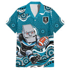 Port Adelaide Power Family Matching Tank Maxi Dress and Hawaiian Shirt Aboriginal Dot Pattern - Football Mascot Heritage Pride