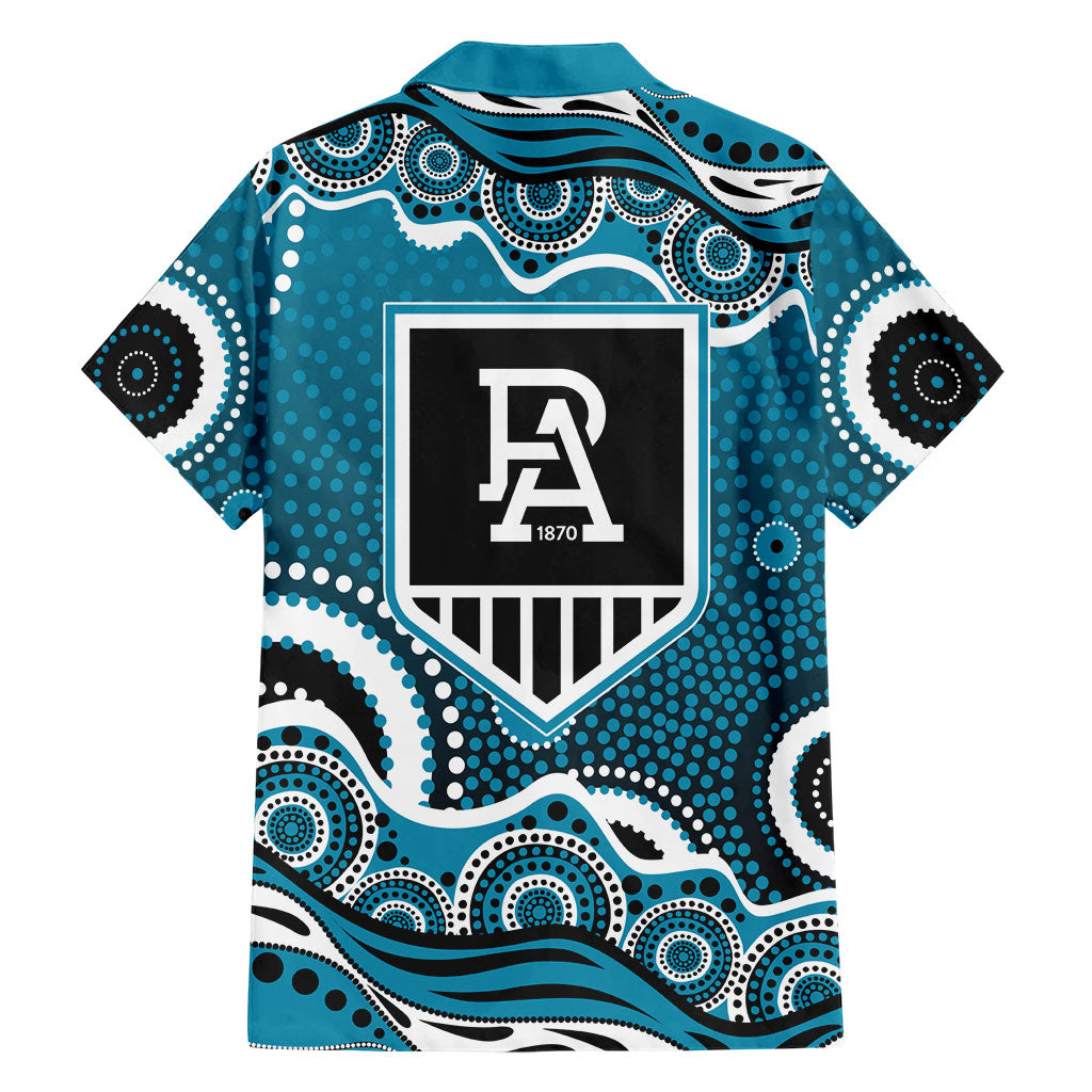 Port Adelaide Power Family Matching Tank Maxi Dress and Hawaiian Shirt Aboriginal Dot Pattern - Football Mascot Heritage Pride