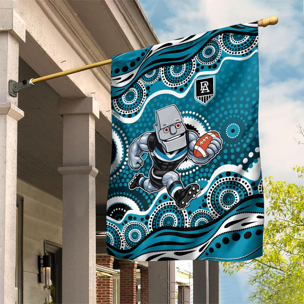 Port Adelaide Power Garden Flag Aboriginal Dot Pattern - Football Mascot Heritage Pride