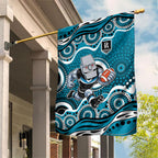 Port Adelaide Power Garden Flag Aboriginal Dot Pattern - Football Mascot Heritage Pride