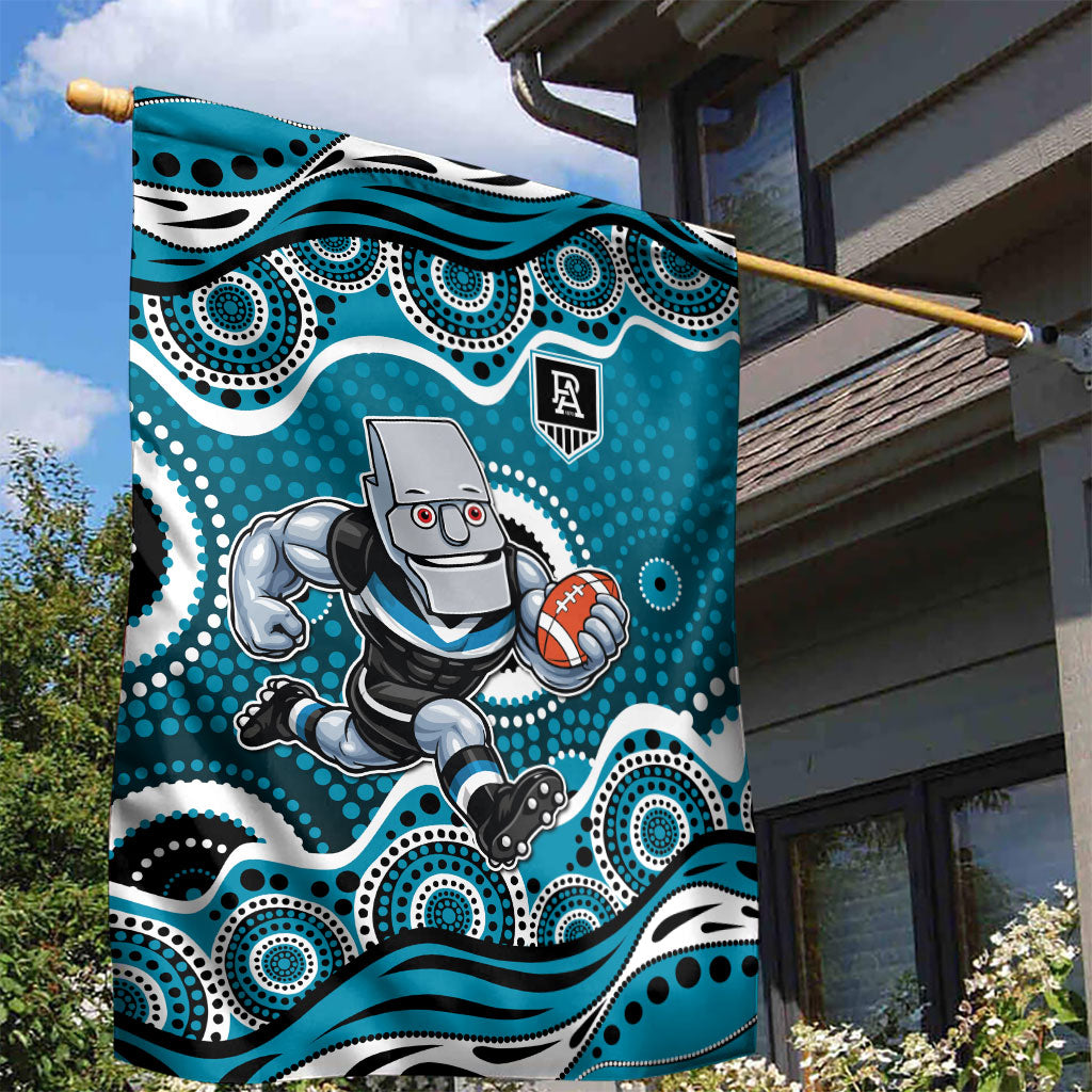Port Adelaide Power Garden Flag Aboriginal Dot Pattern - Football Mascot Heritage Pride