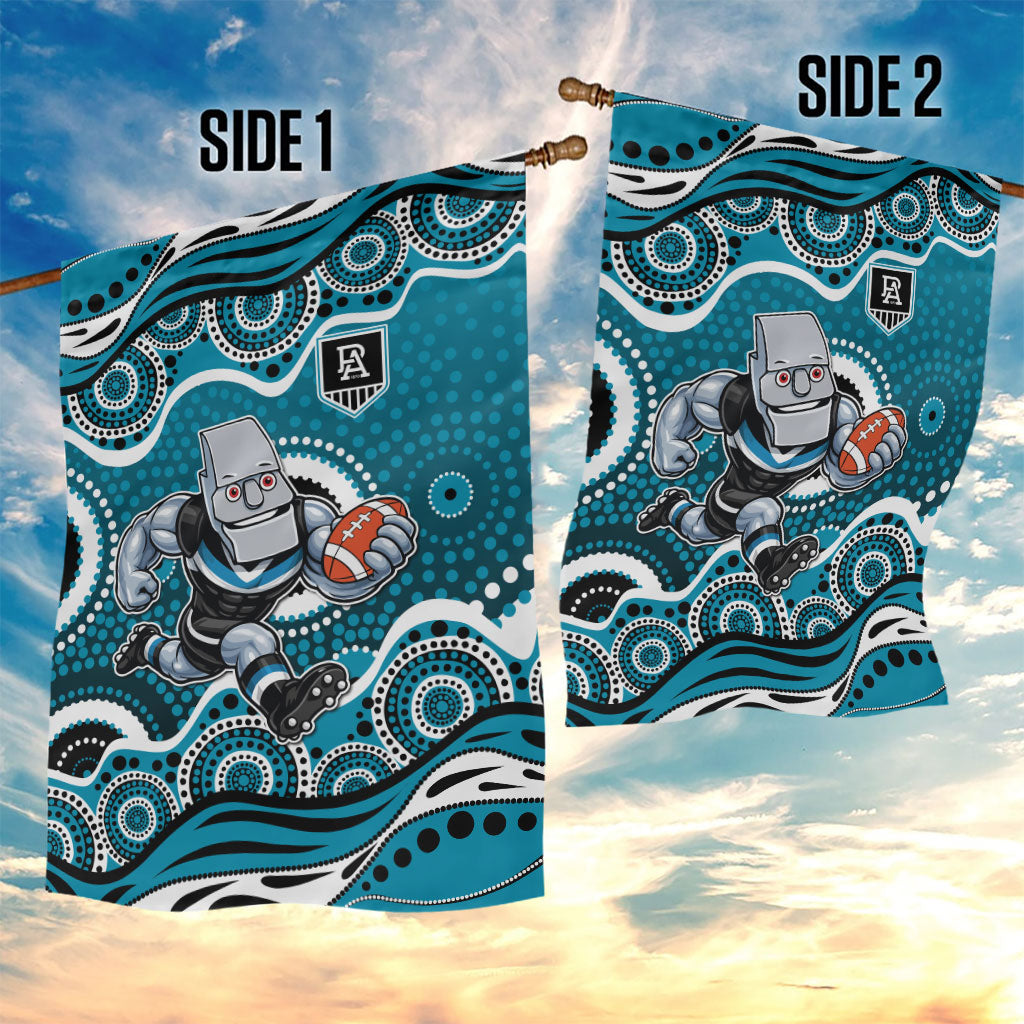 Port Adelaide Power Garden Flag Aboriginal Dot Pattern - Football Mascot Heritage Pride