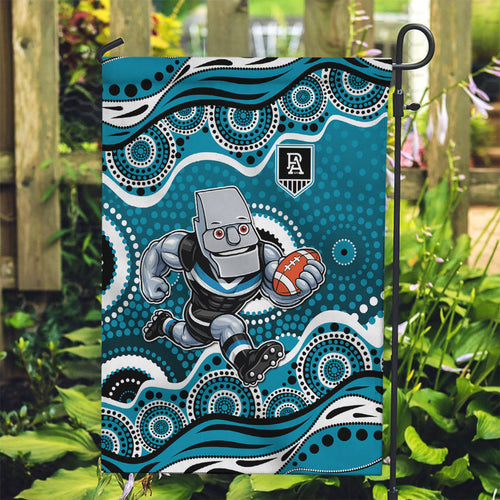Port Adelaide Power Garden Flag Aboriginal Dot Pattern - Football Mascot Heritage Pride