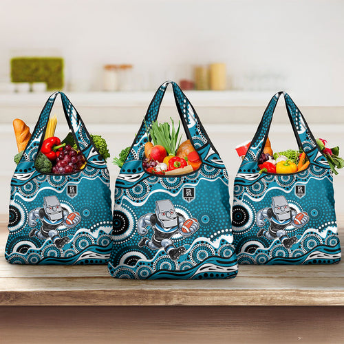 Port Adelaide Power Grocery Bag Aboriginal Dot Pattern - Football Mascot Heritage Pride