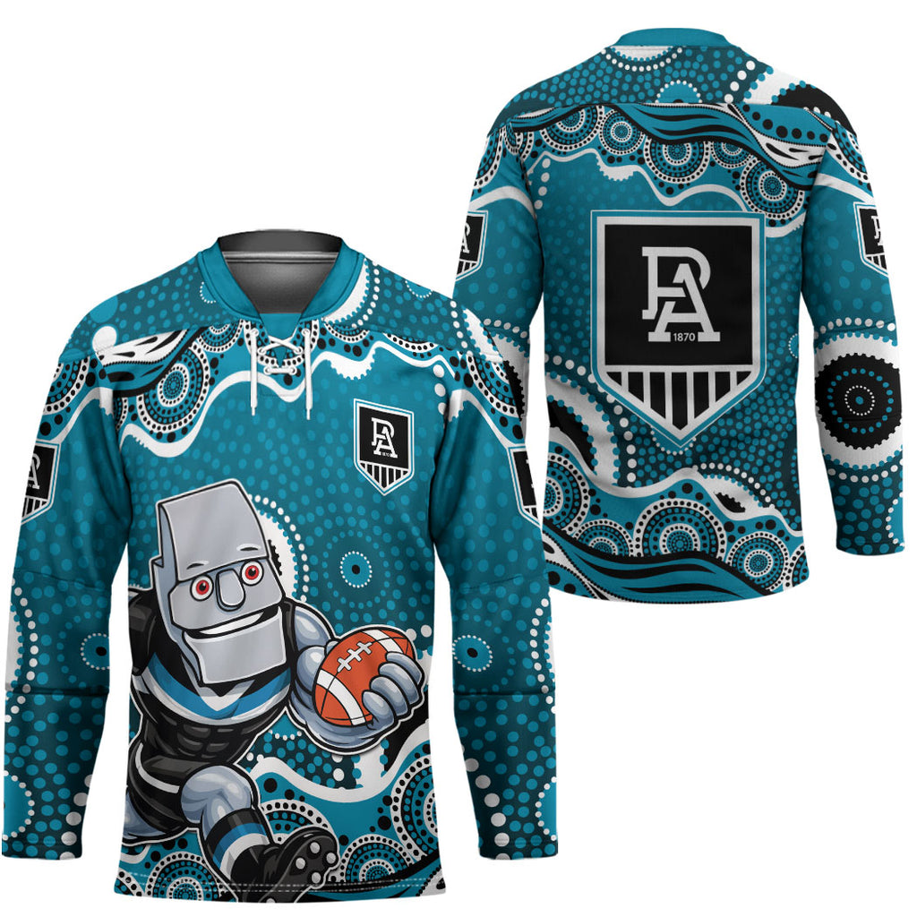 Port Adelaide Power Hockey Jersey Aboriginal Dot Pattern - Football Mascot Heritage Pride