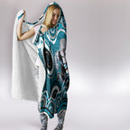 Port Adelaide Power Hooded Blanket Aboriginal Dot Pattern - Football Mascot Heritage Pride