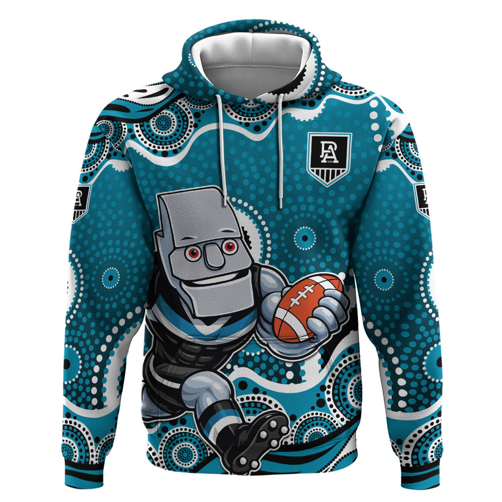 Port Adelaide Power Hoodie Aboriginal Dot Pattern - Football Mascot Heritage Pride