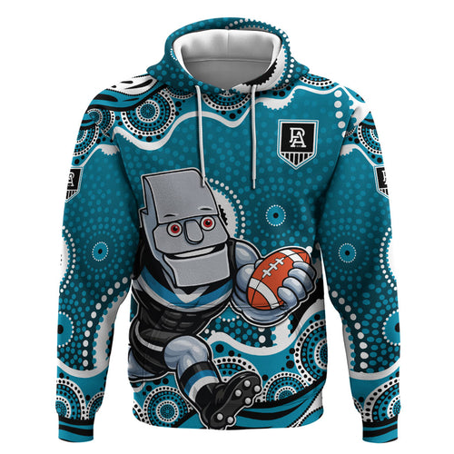 Port Adelaide Power Hoodie Aboriginal Dot Pattern - Football Mascot Heritage Pride