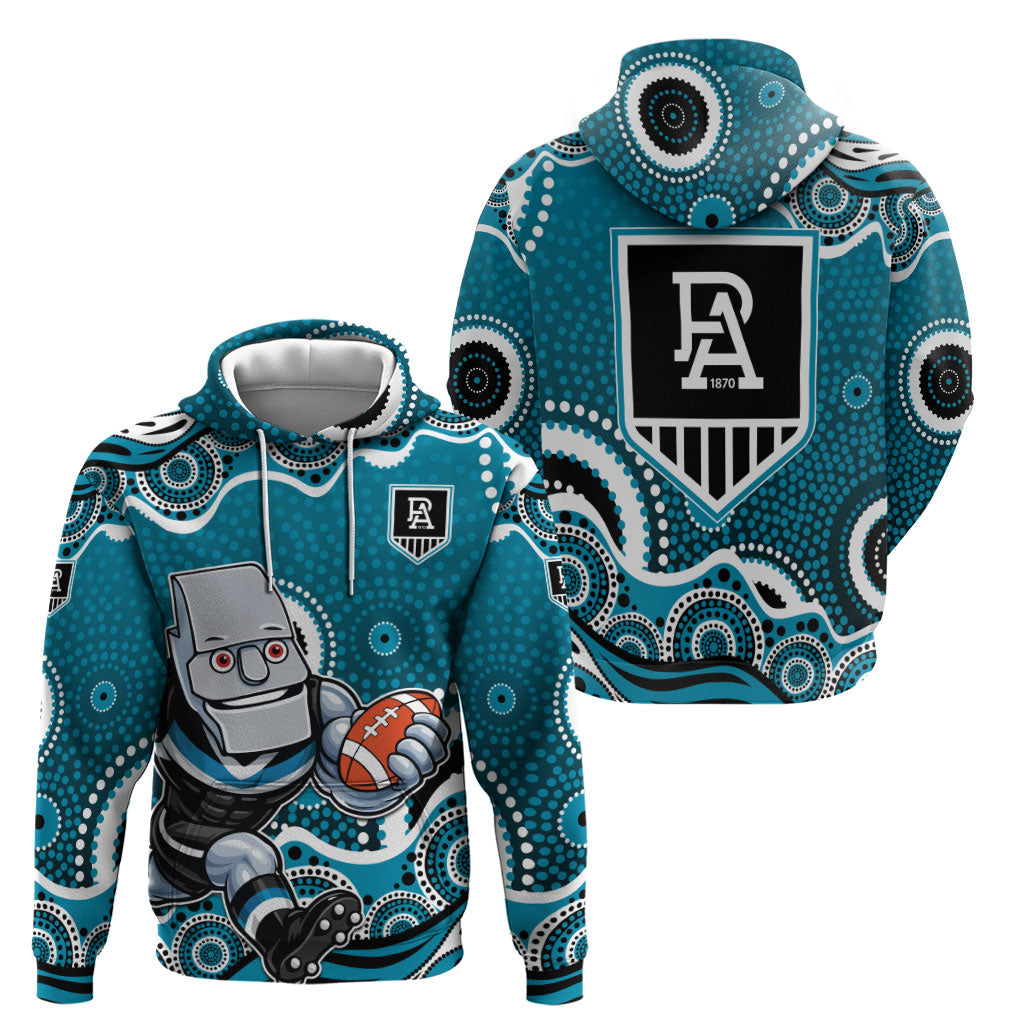 Port Adelaide Power Hoodie Aboriginal Dot Pattern - Football Mascot Heritage Pride