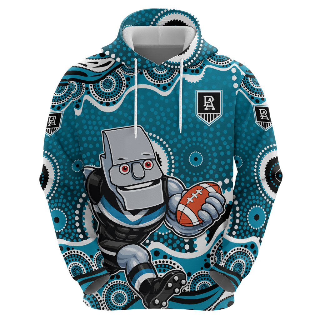 Port Adelaide Power Hoodie Aboriginal Dot Pattern - Football Mascot Heritage Pride