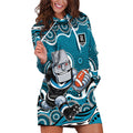 Port Adelaide Power Hoodie Dress Aboriginal Dot Pattern - Football Mascot Heritage Pride