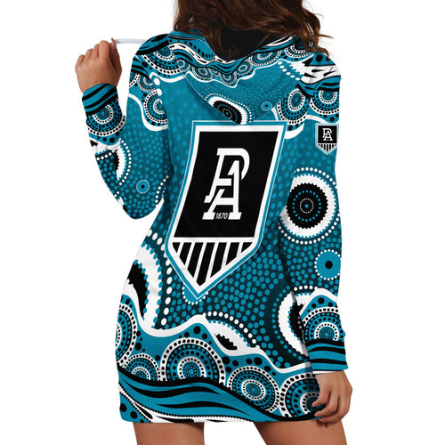 Port Adelaide Power Hoodie Dress Aboriginal Dot Pattern - Football Mascot Heritage Pride