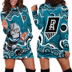 Port Adelaide Power Hoodie Dress Aboriginal Dot Pattern - Football Mascot Heritage Pride