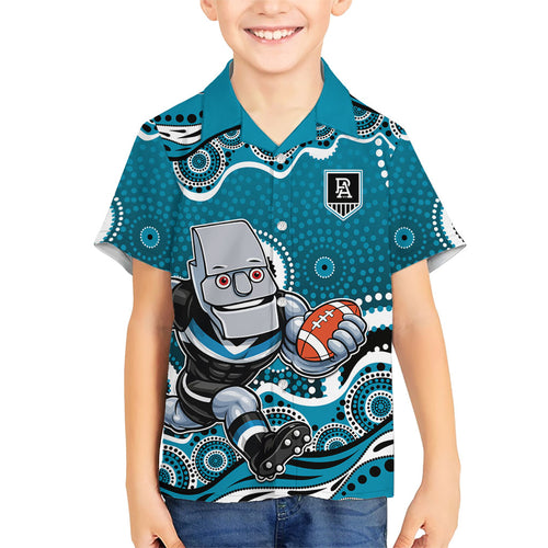 Port Adelaide Power Kid Hawaiian Shirt Aboriginal Dot Pattern - Football Mascot Heritage Pride
