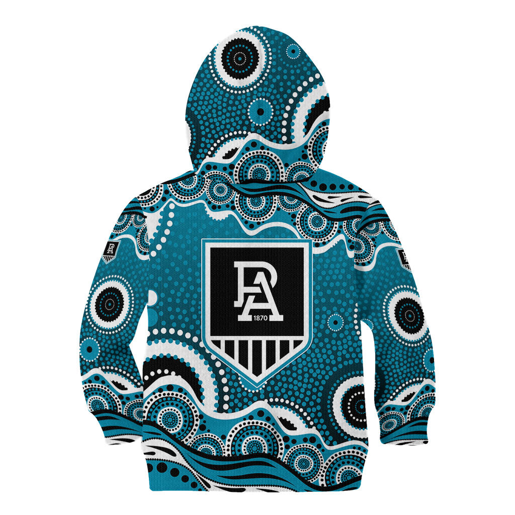 Port Adelaide Power Kid Hoodie Aboriginal Dot Pattern - Football Mascot Heritage Pride