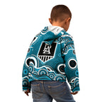 Port Adelaide Power Kid Hoodie Aboriginal Dot Pattern - Football Mascot Heritage Pride