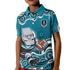 Port Adelaide Power Kid Polo Shirt Aboriginal Dot Pattern - Football Mascot Heritage Pride