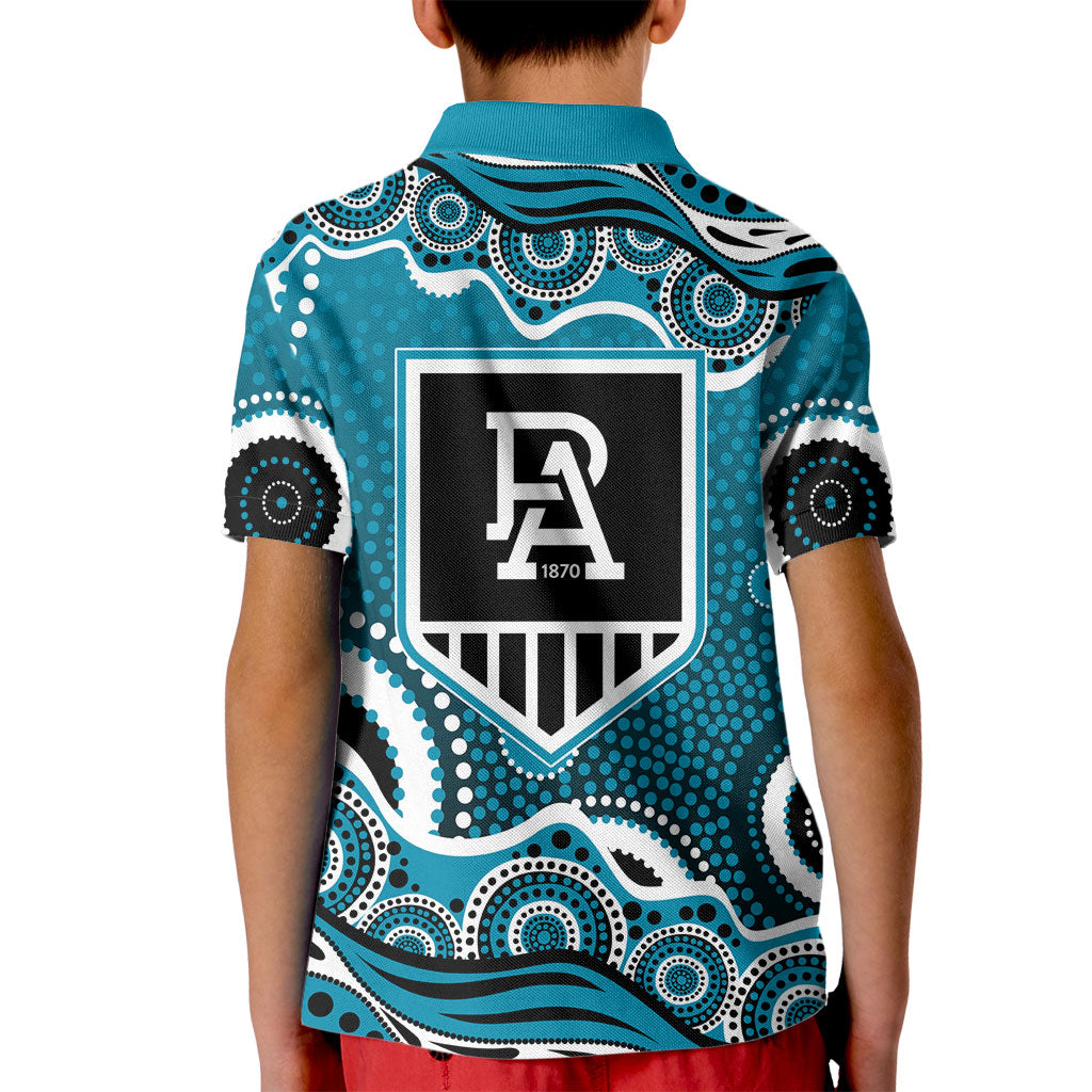 Port Adelaide Power Kid Polo Shirt Aboriginal Dot Pattern - Football Mascot Heritage Pride