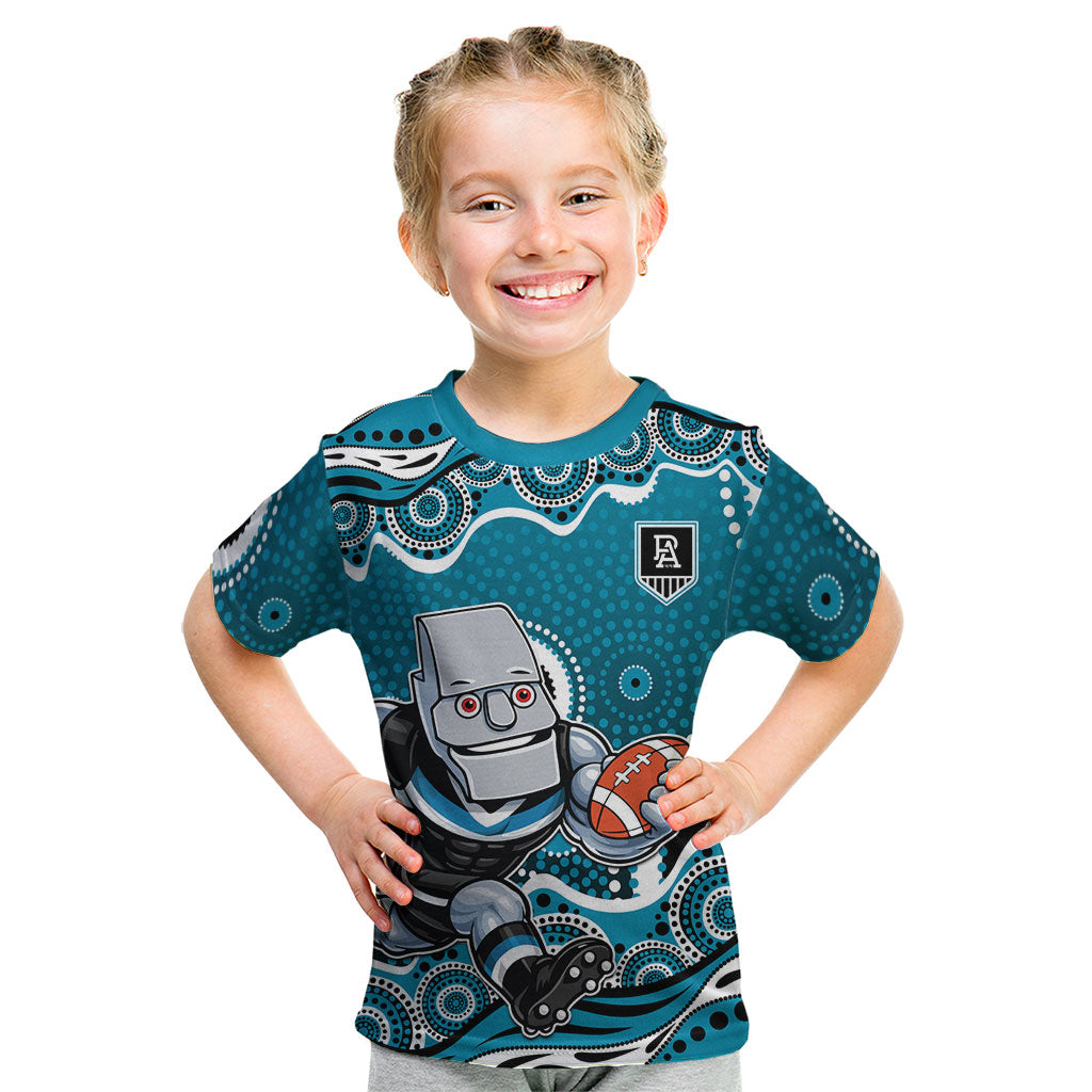 Port Adelaide Power Kid T Shirt Aboriginal Dot Pattern - Football Mascot Heritage Pride