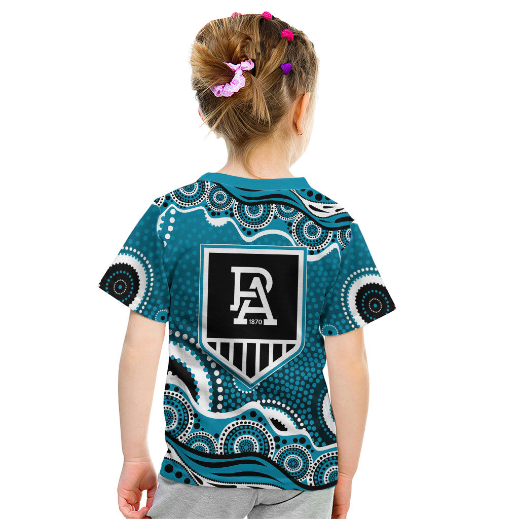 Port Adelaide Power Kid T Shirt Aboriginal Dot Pattern - Football Mascot Heritage Pride