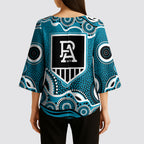 Port Adelaide Power Kimono Sleeve Blouse Aboriginal Dot Pattern - Football Mascot Heritage Pride