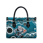 Port Adelaide Power Leather Bag Aboriginal Dot Pattern - Football Mascot Heritage Pride
