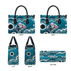Port Adelaide Power Leather Bag Aboriginal Dot Pattern - Football Mascot Heritage Pride