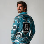 Port Adelaide Power Long Sleeve Polo Shirt Aboriginal Dot Pattern - Football Mascot Heritage Pride