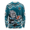 Port Adelaide Power Long Sleeve Shirt Aboriginal Dot Pattern - Football Mascot Heritage Pride