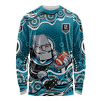 Port Adelaide Power Long Sleeve Shirt Aboriginal Dot Pattern - Football Mascot Heritage Pride
