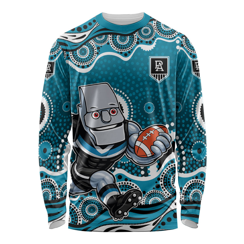 Port Adelaide Power Long Sleeve Shirt Aboriginal Dot Pattern - Football Mascot Heritage Pride