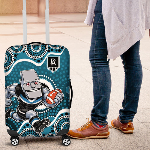 Port Adelaide Power Luggage Cover Aboriginal Dot Pattern - Football Mascot Heritage Pride