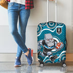Port Adelaide Power Luggage Cover Aboriginal Dot Pattern - Football Mascot Heritage Pride