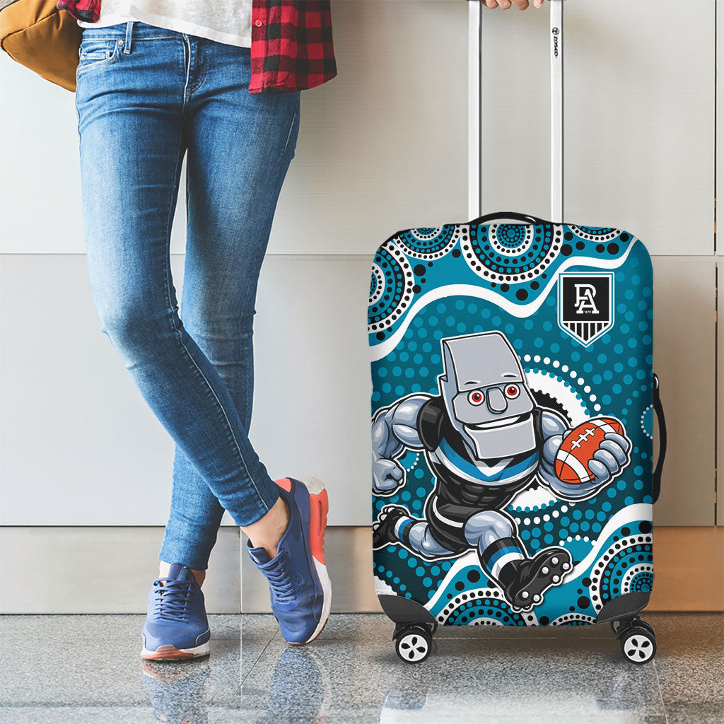 Port Adelaide Power Luggage Cover Aboriginal Dot Pattern - Football Mascot Heritage Pride