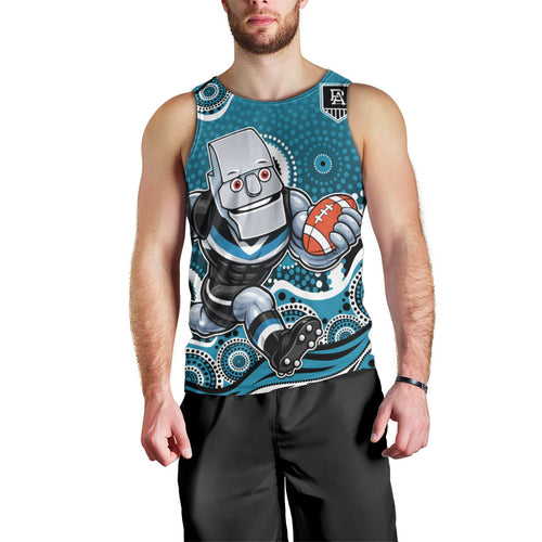 Port Adelaide Power Men Tank Top Aboriginal Dot Pattern - Football Mascot Heritage Pride