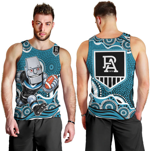 Port Adelaide Power Men Tank Top Aboriginal Dot Pattern - Football Mascot Heritage Pride