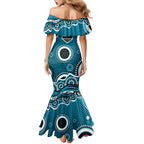 Port Adelaide Power Mermaid Dress Aboriginal Dot Pattern - Football Mascot Heritage Pride