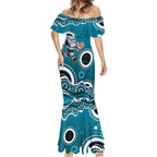 Port Adelaide Power Mermaid Dress Aboriginal Dot Pattern - Football Mascot Heritage Pride
