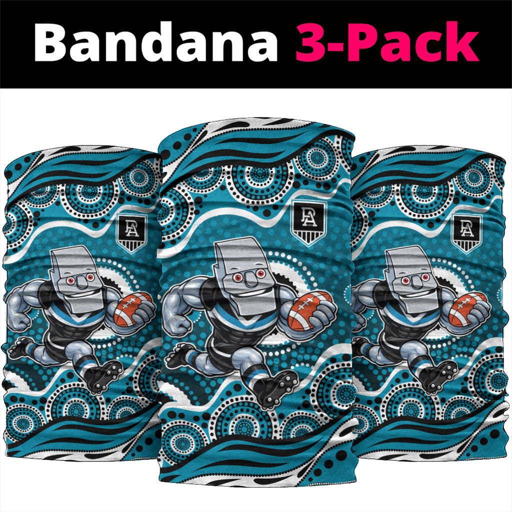 Port Adelaide Power Neck Gaiter Aboriginal Dot Pattern - Football Mascot Heritage Pride